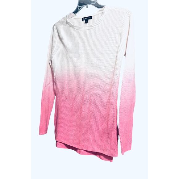 I.N.C. LONG SLV PULL-OVER CLOSED KNIT SWEATER, WOMENS, M-WHITE & PINK VARIEGATED - Picture 4 of 11